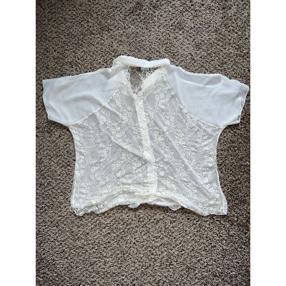 Deb sheer‎ cream Blouse with lace back size XXL - Picture 6 of 7